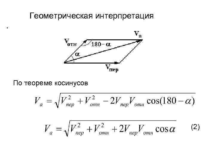 Геометрическая интерпретация. По теореме косинусов (2) 