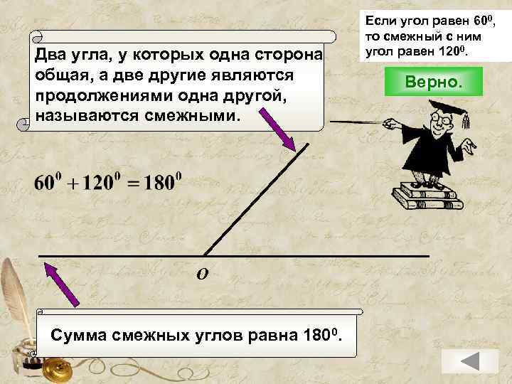 Два угла, у которых одна сторона общая, а две другие являются продолжениями одна другой,