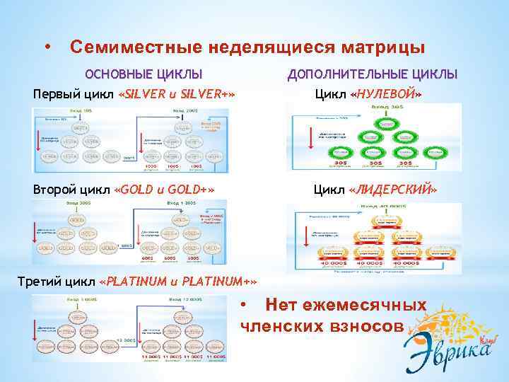  • Семиместные неделящиеся матрицы ОСНОВНЫЕ ЦИКЛЫ ДОПОЛНИТЕЛЬНЫЕ ЦИКЛЫ Первый цикл «SILVER и SILVER+»
