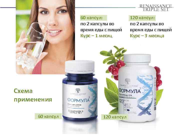 60 капсул: по 2 капсулы во время еды с пищей Курс – 1 месяц