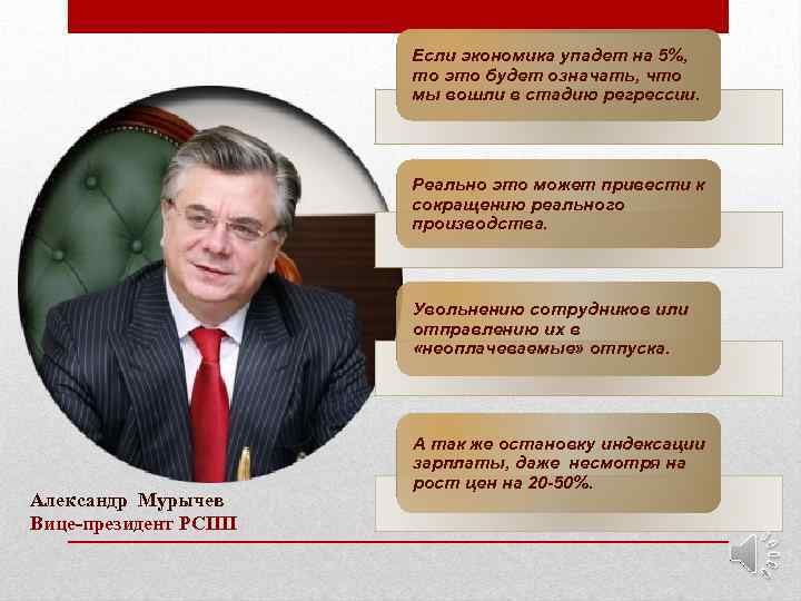 Если экономика упадет на 5%, то это будет означать, что мы вошли в стадию