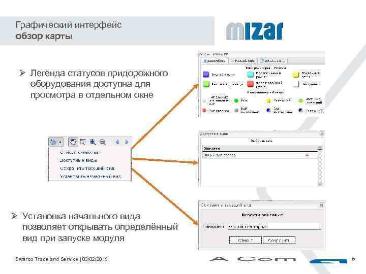 Графический интерфейс обзор карты Ø Легенда статусов придорожного оборудования доступна для просмотра в отдельном