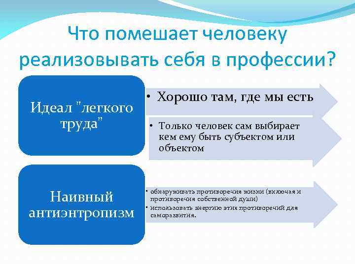 Что помешает человеку реализовывать себя в профессии? Идеал 