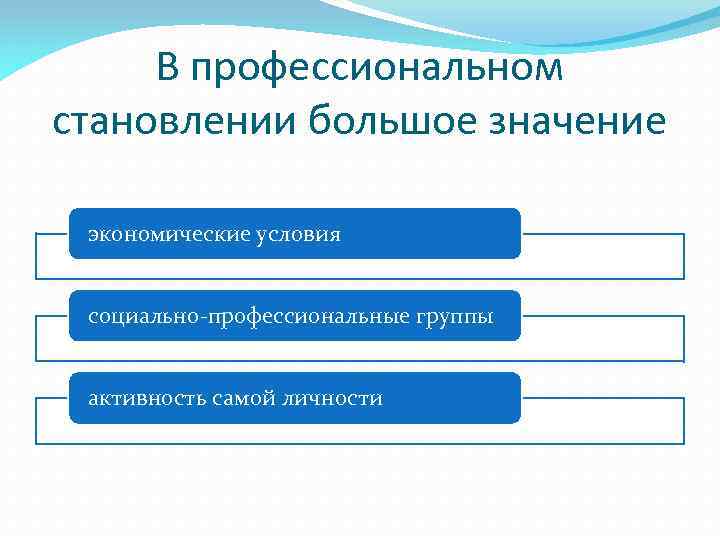 В профессиональном становлении большое значение экономические условия социально-профессиональные группы активность самой личности 