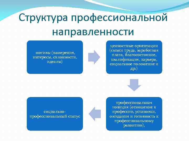 Ценности и установки. Структура профессиональной направленности. Профессиональная направленность. Структура профессионализма. Социально-профессиональная структура.