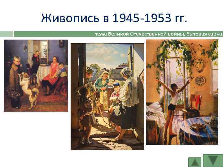 Живопись в 1945 -1953 гг. тема Великой Отечественной войны, бытовая сцена 