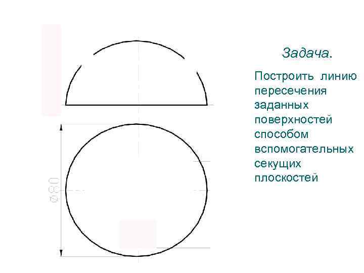 Задача. Построить линию пересечения заданных поверхностей способом вспомогательных секущих плоскостей 