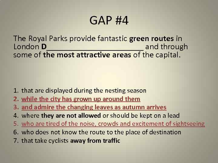 Section 1 reading. Visiting the Royal Parks ЕГЭ ответы.