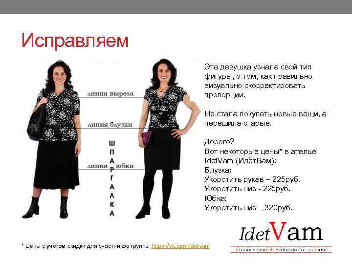 Исправляем Эта девушка узнала свой тип фигуры, о том, как правильно визуально скорректировать пропорции.