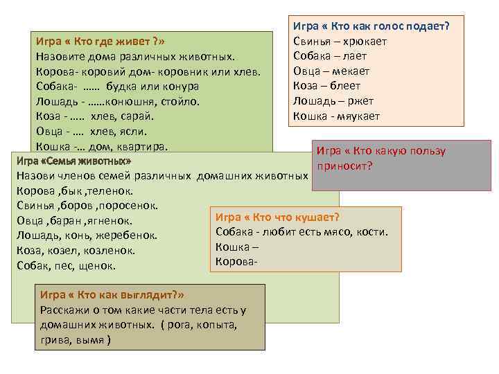 Игра « Кто где живет ? » Назовите дома различных животных. Корова- коровий дом-