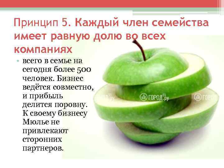 Принцип 5. Каждый член семейства имеет равную долю во всех компаниях • всего в