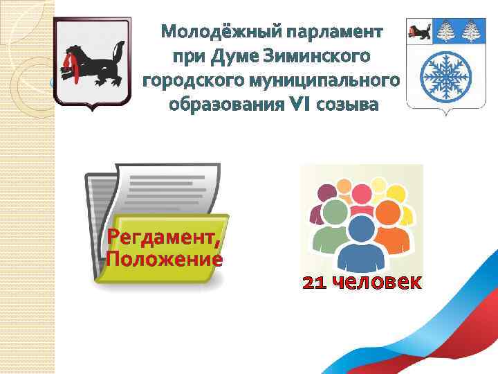 Молодёжный парламент при Думе Зиминского городского муниципального образования VI созыва Регдамент, Положение 21 человек