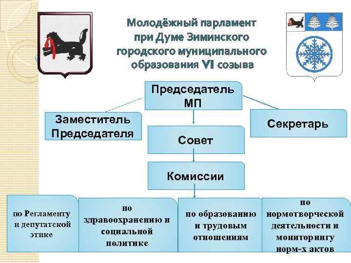 Молодёжный парламент при Думе Зиминского городского муниципального образования VI созыва Председатель МП Заместитель Председателя