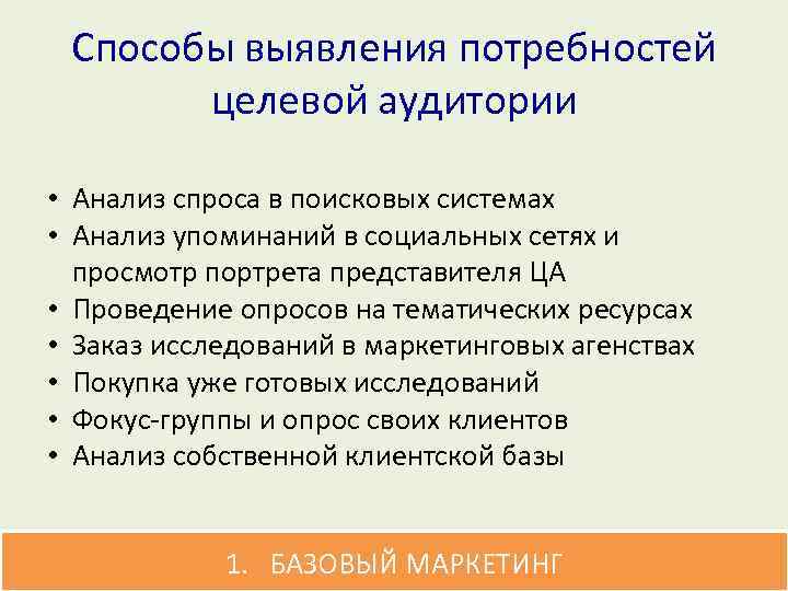 Интересы и потребности целевой аудитории. Способы анализа целевой аудитории.