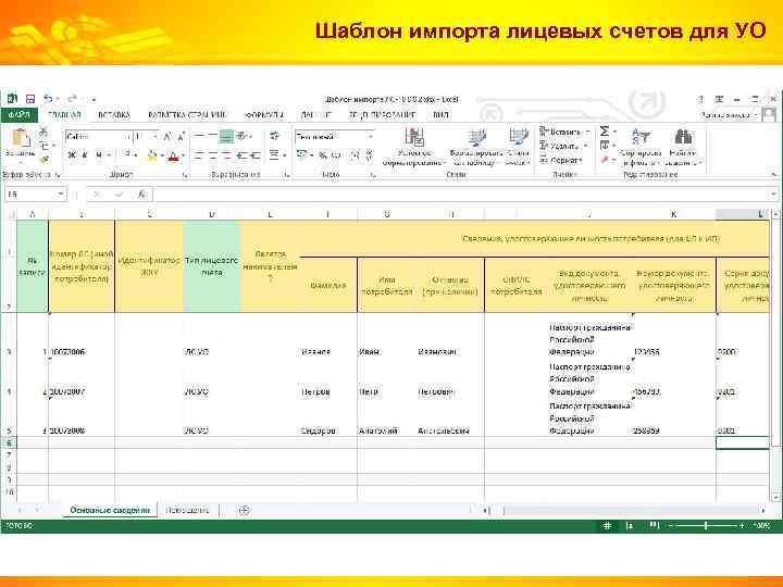 Шаблон импорта лицевых счетов для УО 
