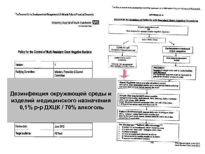Дезинфекция окружающей среды и изделий медицинского назначения 0, 1% р-р ДХЦК / 70% алкоголь