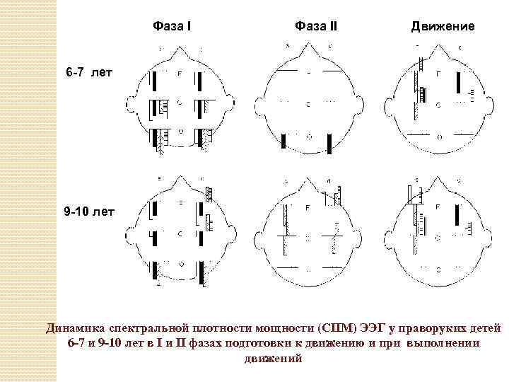 Фаза II Движение 6 -7 лет 9 -10 лет Динамика спектральной плотности мощности (СПМ)