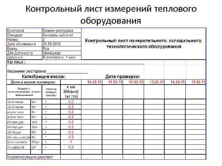 Контрольный лист спецблокнота образец