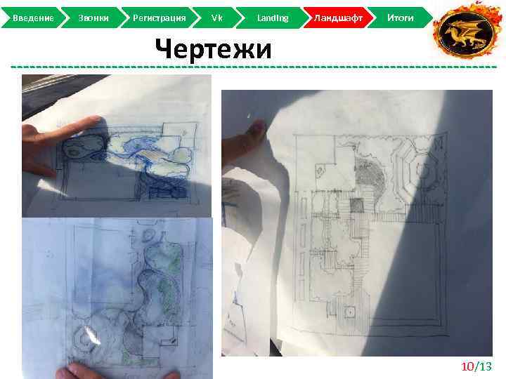 Введение Звонки Регистрация Vk Landing Ландшафт Итоги Чертежи 10/13 
