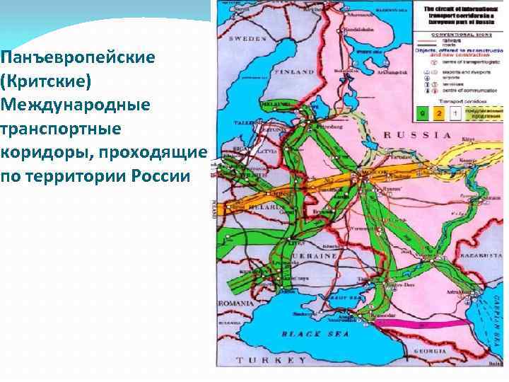 Панъевропейские (Критские) Международные транспортные коридоры, проходящие по территории России 