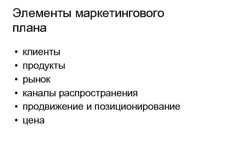 Содержание плана маркетинга в составе бизнес плана предприятия отражает