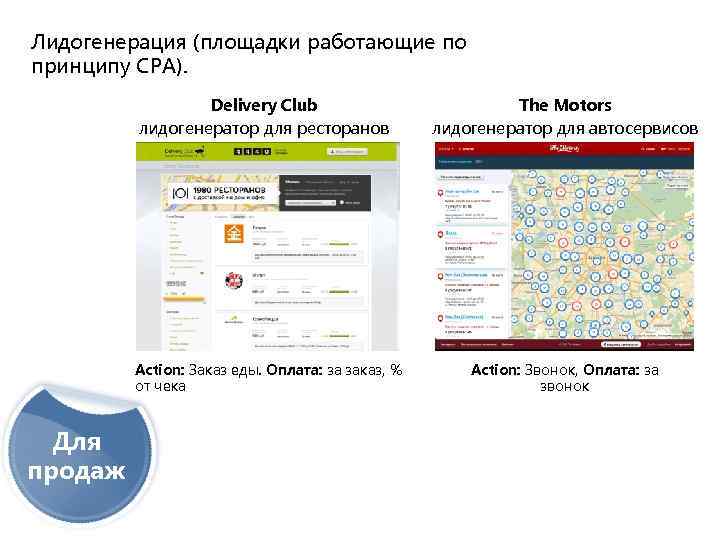 Лидогенерация (площадки работающие по принципу CPA). Delivery Club Для лидогенератор для ресторанов лояльности и