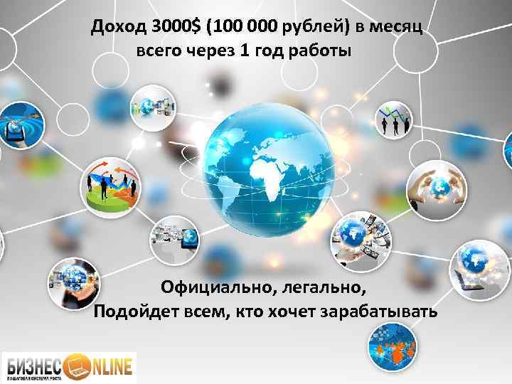 Доход 3000$ (100 000 рублей) в месяц всего через 1 год работы Официально, легально,