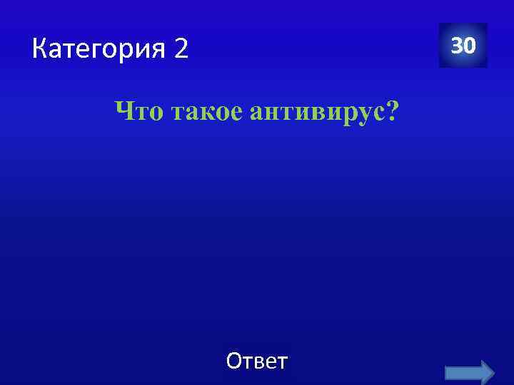 Категория 2 30 Что такое антивирус? Ответ 