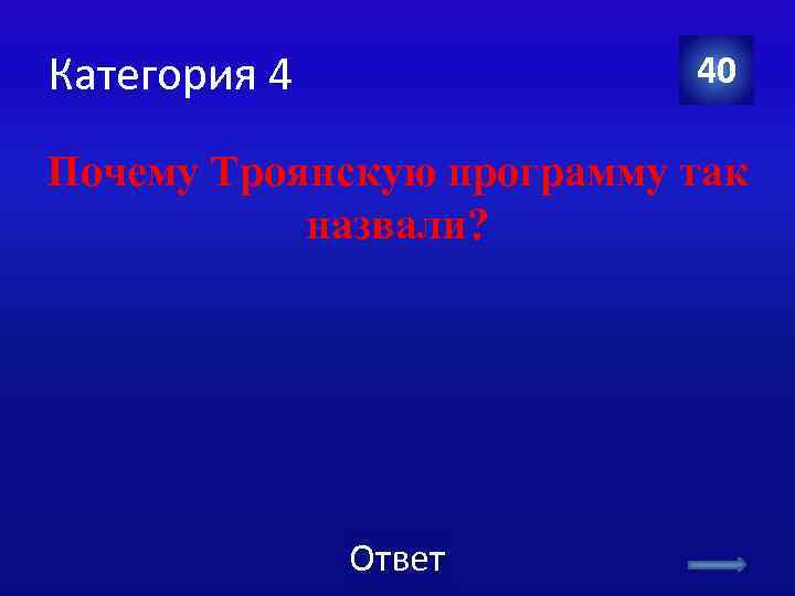 Категория 4 40 Почему Троянскую программу так назвали? Ответ 