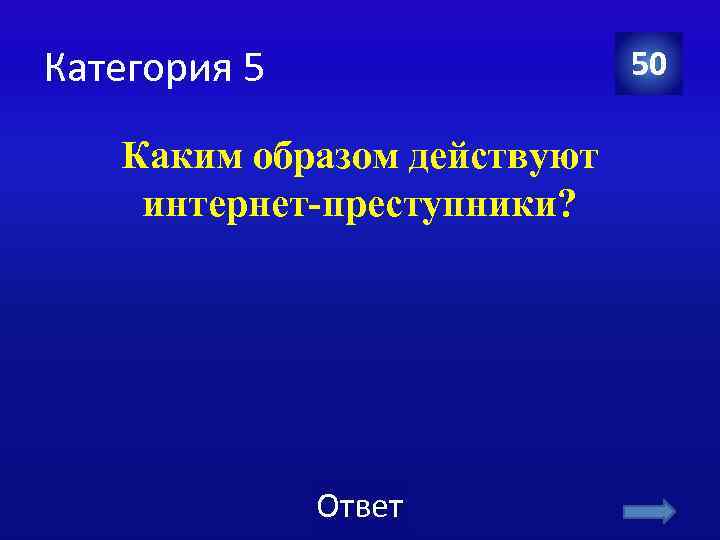 Категория 5 50 Каким образом действуют интернет-преступники? Ответ 
