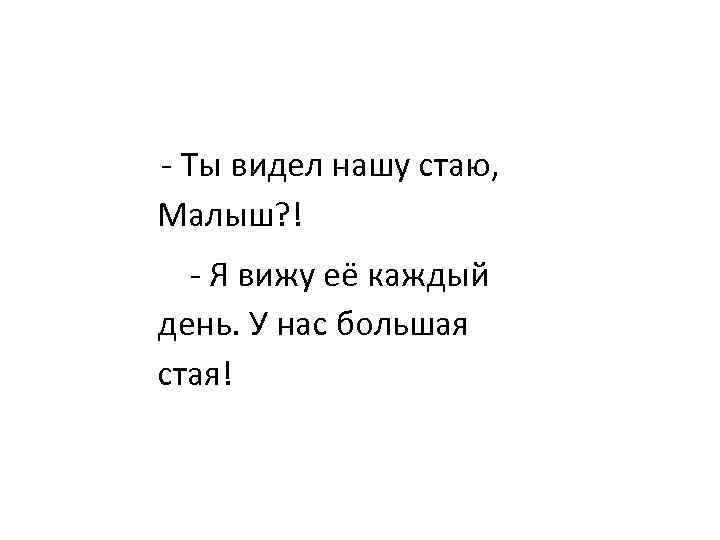 - Ты видел нашу стаю, Малыш? ! - Я вижу её каждый день. У