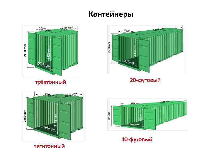 Контейнеры трёхтонный пятитонный 20 -футовый 40 -футовый 