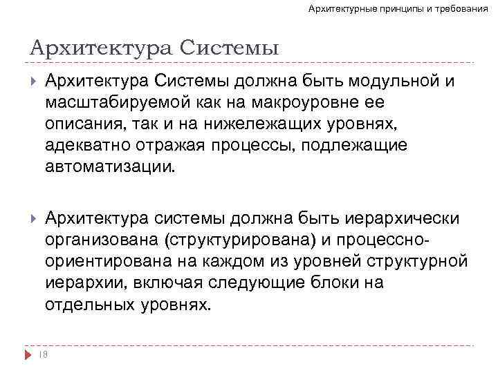 Архитектурные принципы и требования Архитектура Системы должна быть модульной и масштабируемой как на макроуровне