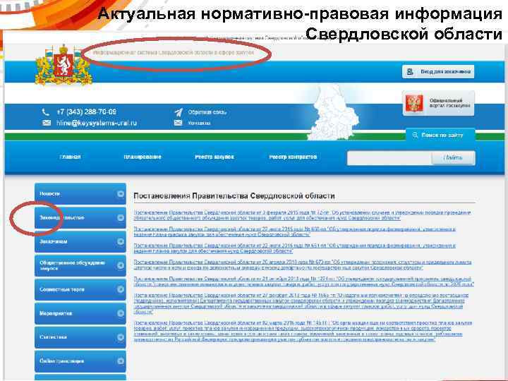 Актуальная нормативно-правовая информация Свердловской области 