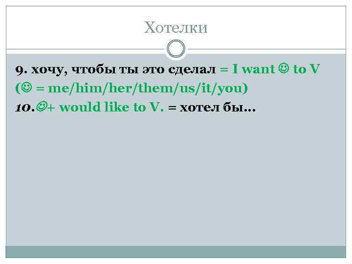 Хотелки 9. хочу, чтобы ты это сделал = I want to V ( =