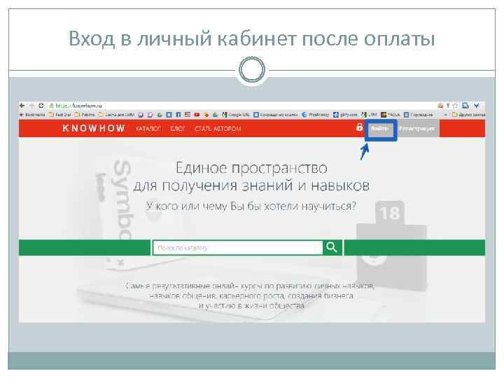 Вход в личный кабинет после оплаты 