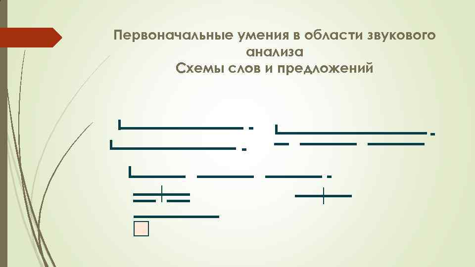 Первоначальные умения в области звукового анализа Схемы слов и предложений 