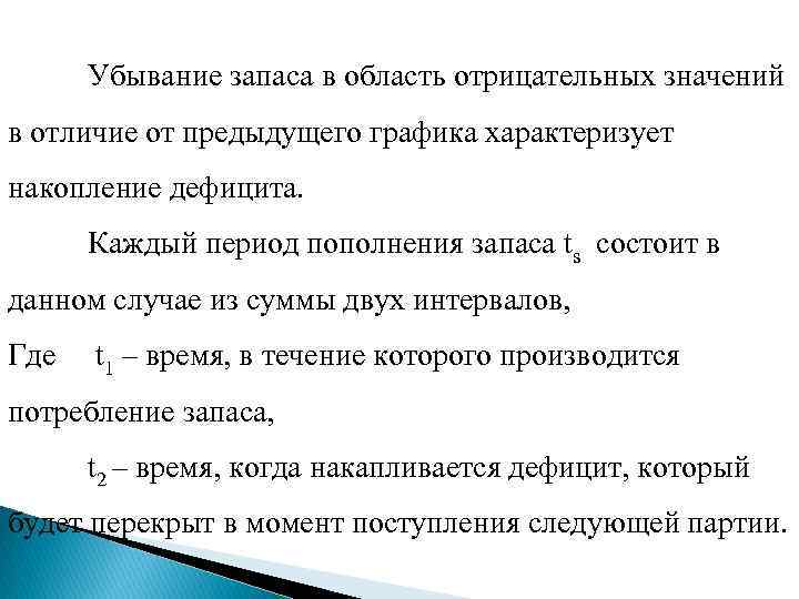 Убывание запаса в область отрицательных значений в отличие от предыдущего графика характеризует накопление дефицита.