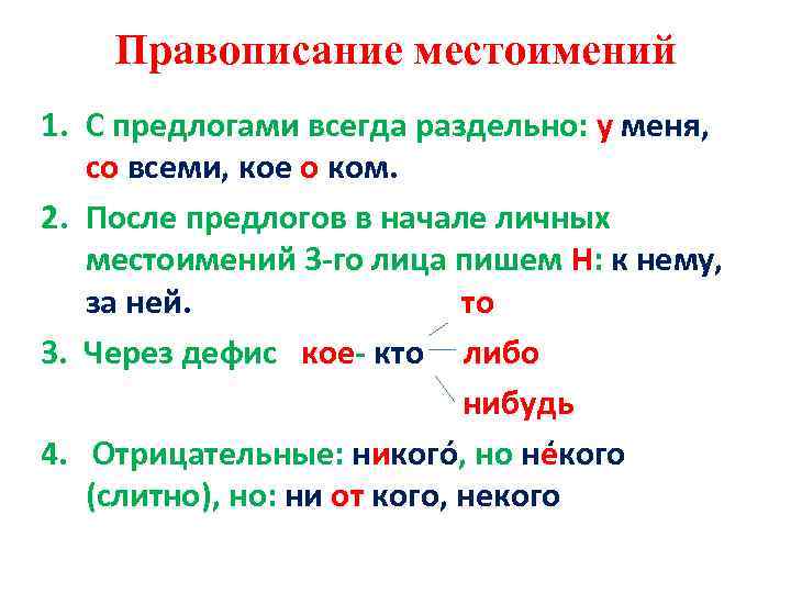 Правильно ли они их. Правописание местоимений таблица. Слитное и раздельное написание местоимений. Слитное написание местоимений и раздельное написание. Раздельное написание предлогов с личными местоимениями правило.