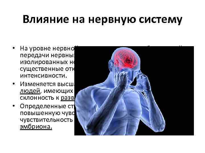 Влияние на нервную систему • На уровне нервной клетки, структурных образований по передачи нервных