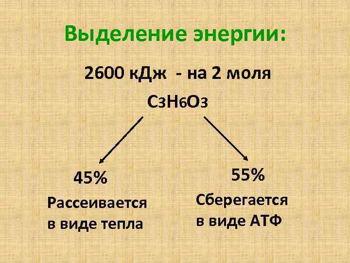 Выделение энергии: 2600 к. Дж - на 2 моля С 3 Н 6 О