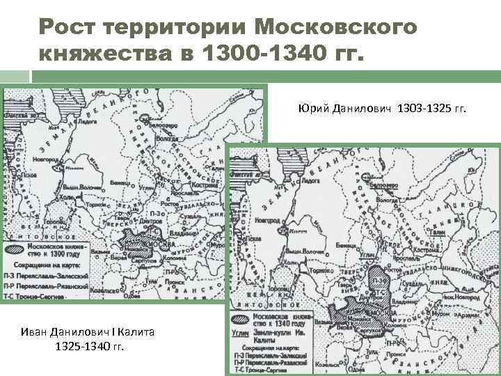 Рост территории Московского княжества в 1300 -1340 гг. Юрий Данилович 1303 -1325 гг. Иван