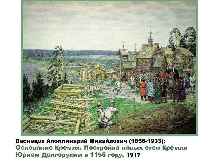 Васнецов Аполлинарий Михайлович (1856 -1933): Основание Кремля. Постройка новых стен Кремля Юрием Долгоруким в