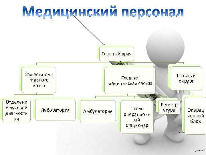 Главный врач Заместитель главного врача Отделени е лучевой диагности ки Лаборатория Главная медицинская сестра