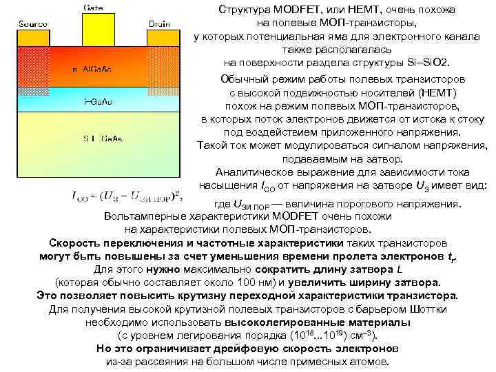 Похожие характеристики. Транзистор с высокой подвижностью электронов. НЕМТ транзистор. Режим насыщения МОП транзистора. НЕМТ транзистор структура.