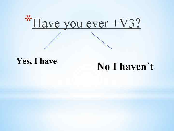 *Have you ever +V 3? Yes, I have No I haven`t 