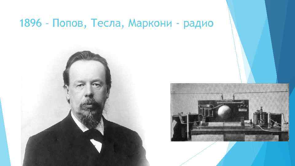 1896 – Попов, Тесла, Маркони - радио 