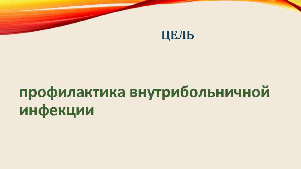 ЦЕЛЬ профилактика внутрибольничной инфекции 