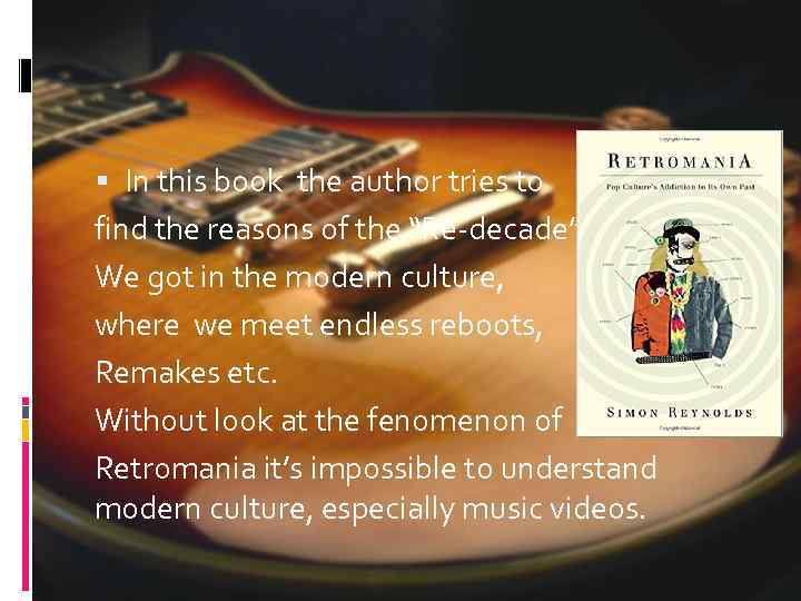  In this book the author tries to find the reasons of the “Re-decade”