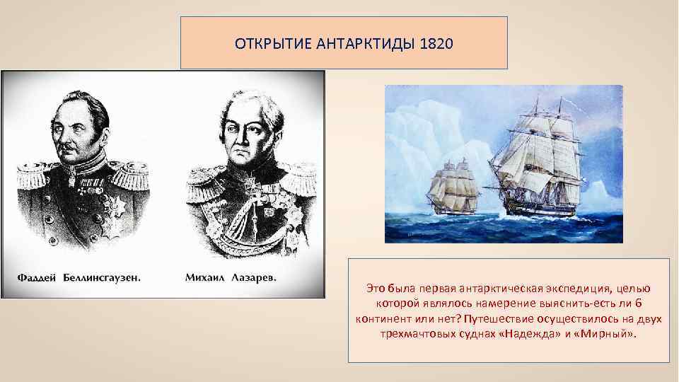 Открытие антарктиды 1820